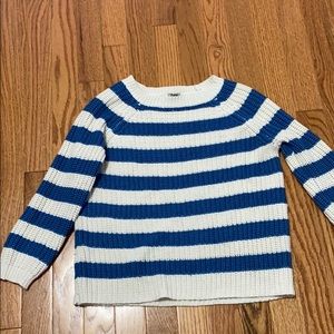 Forever 21 blue+white striped crop top sweater